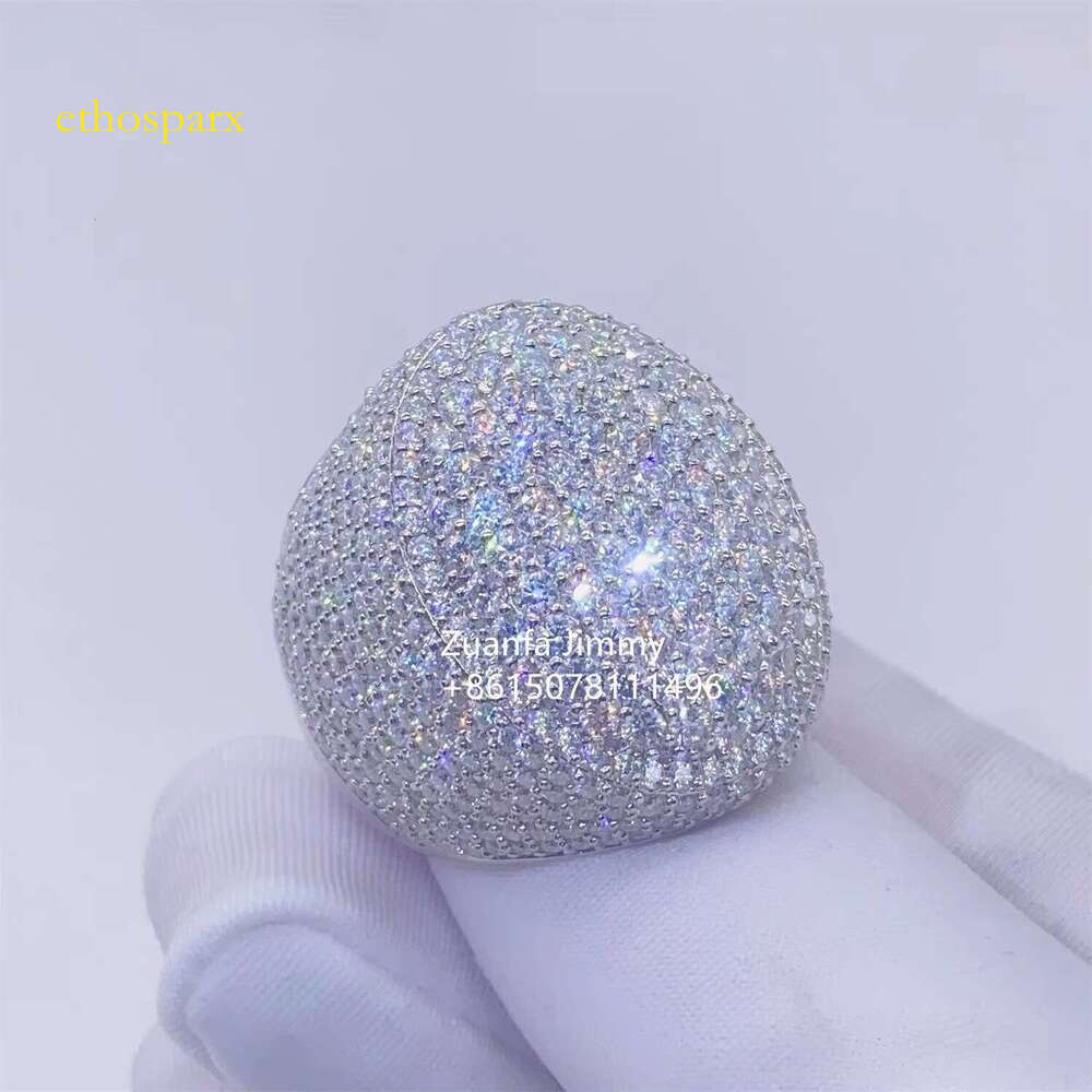 Pass tester chilled VVS1 silica rapper jewelry cool little finger hip-hop men's platinum gold-plated ring