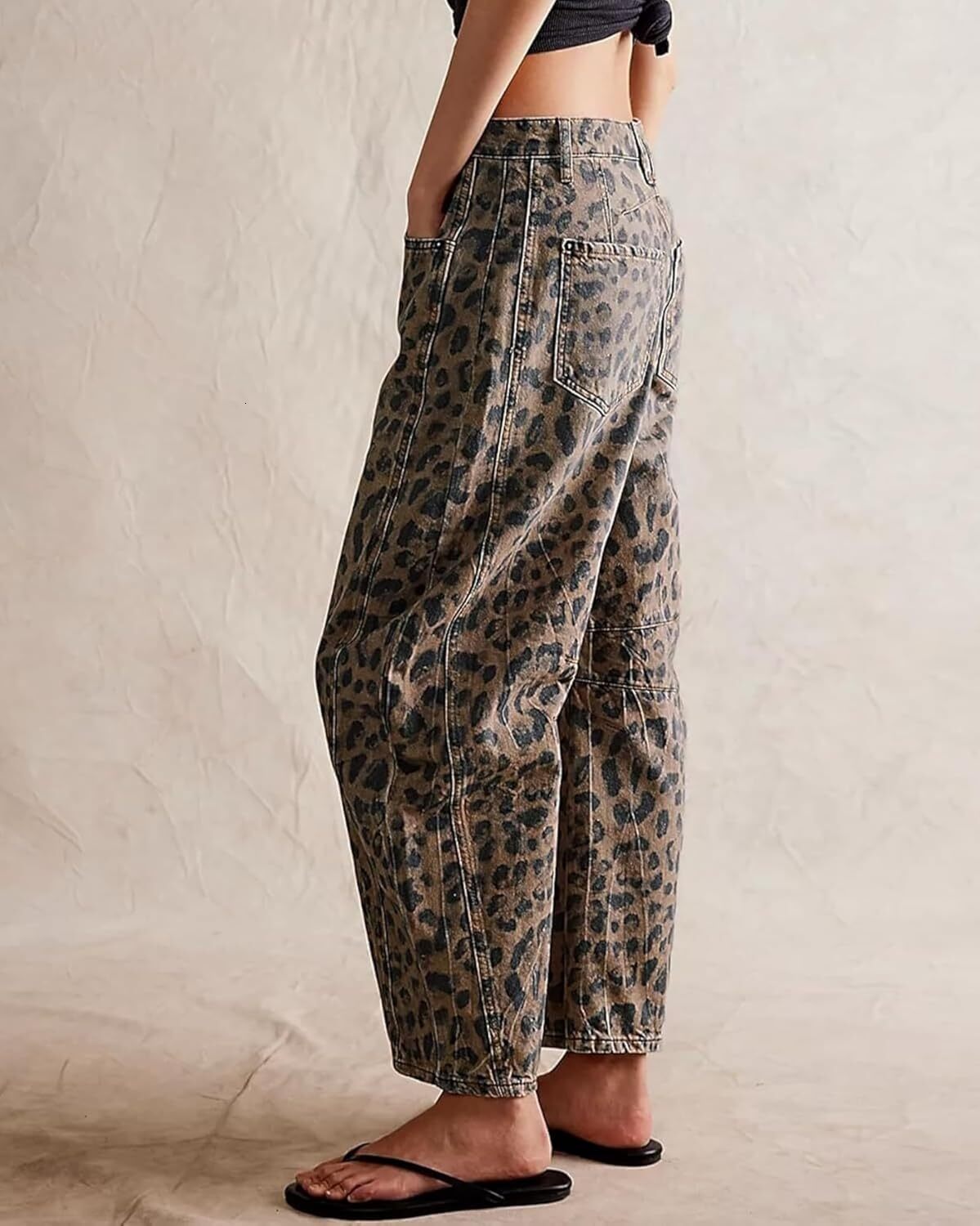 Y2K Barrel Casual Leopard Print Wide-leg Jeans
