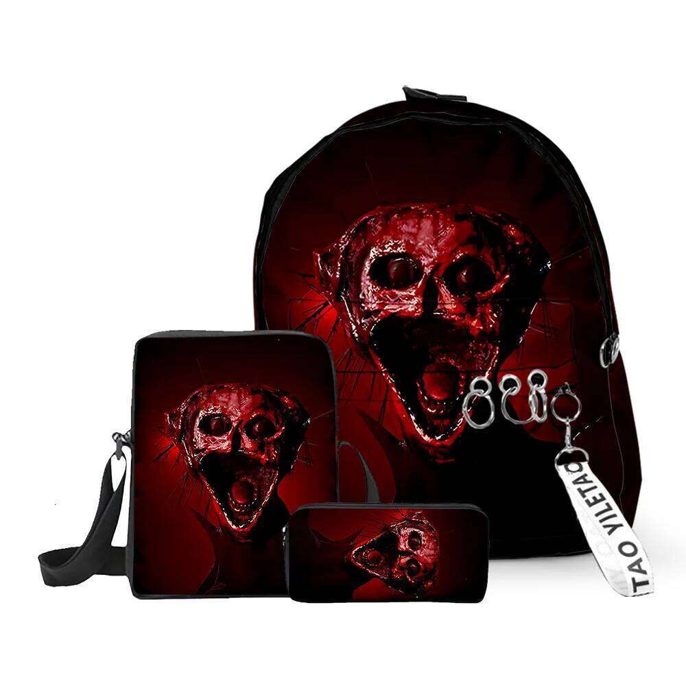 Fashion Novelty Cook phenomenon 3D Print 3pcs/Set School Bags Keychains Oxford Small Backpack Inclined shoulder bag Pencil Case