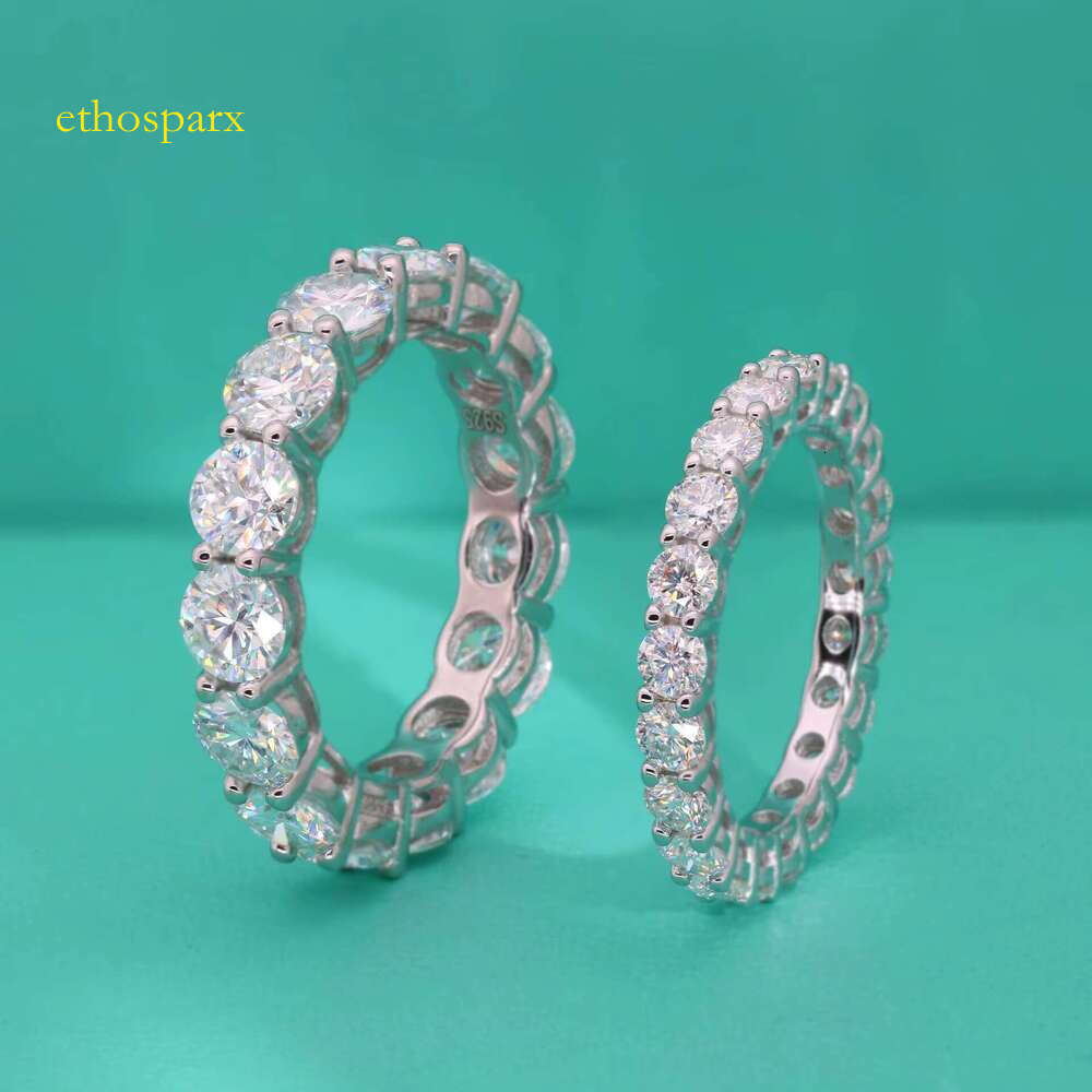 Cluster Gra Certified 3mm 5mm Sier Iced Out Hip Hop Moissanite Tennis Ring