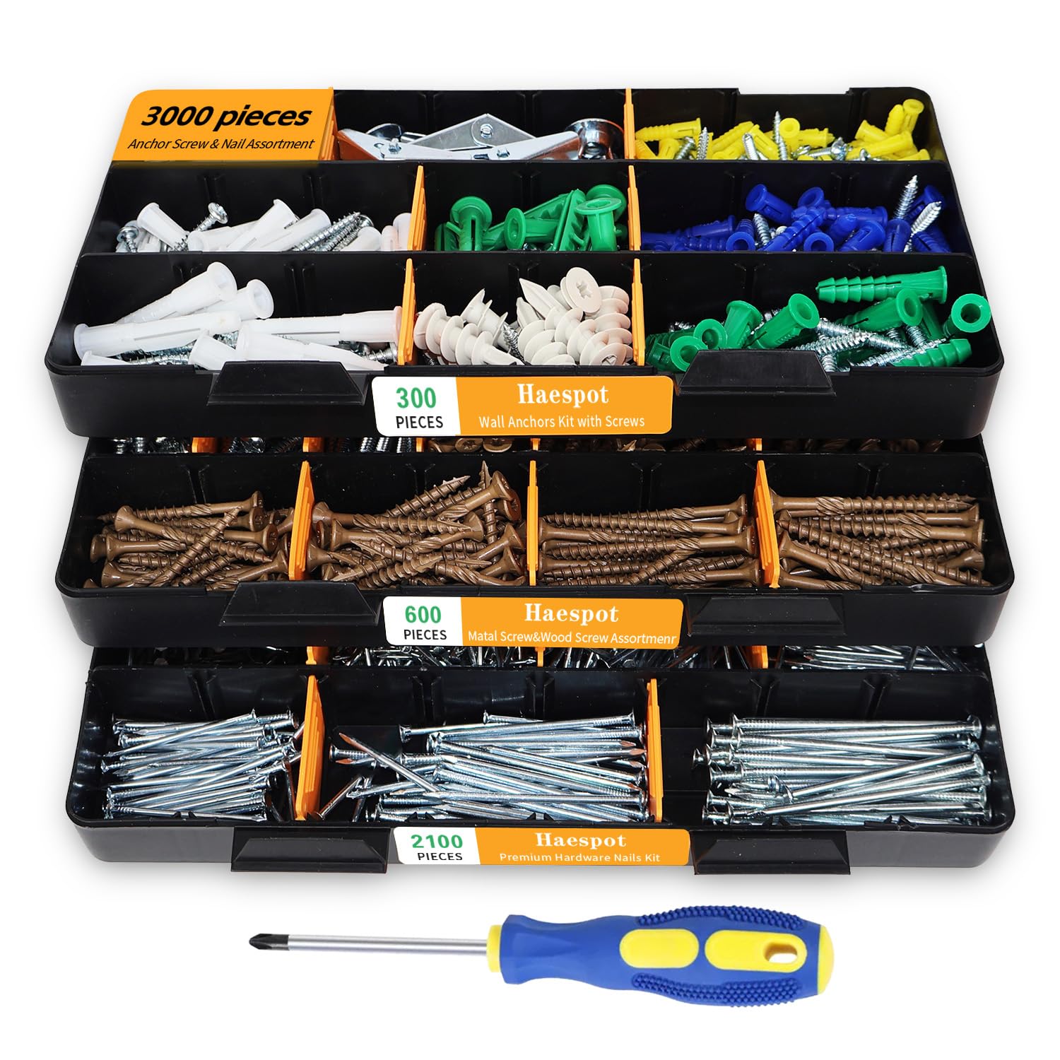 3000-Piece Hardware Kit with Anchors, Tapping Screws, Deck Screw, Nails