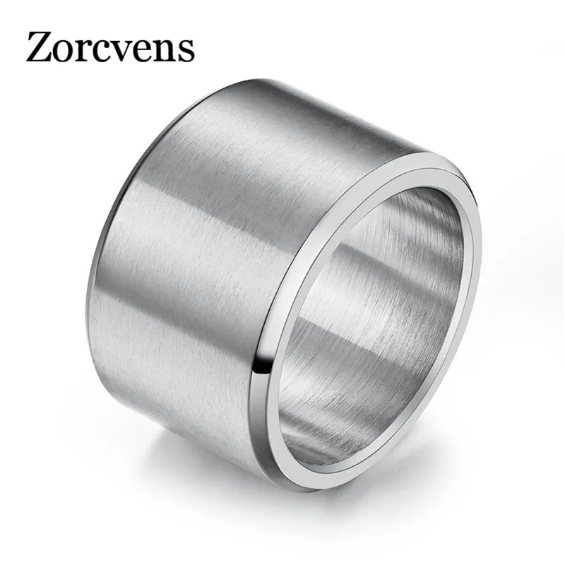 High Quality 15mm Chunky Brushed Ring For Men Stainless Steel Wide Bulky Punk With Beveled Edges Male Band Jewelry Accessories 250701