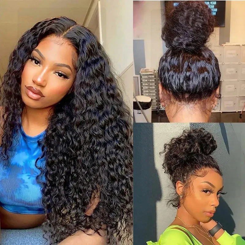 34 Inch Deep Wave Lace Frontal Wig 13x4 360 Hd Curly Human Hair Lace Front Wigs For Women Water Wave Pre Plucked Lace Wigs Synthetic Wig