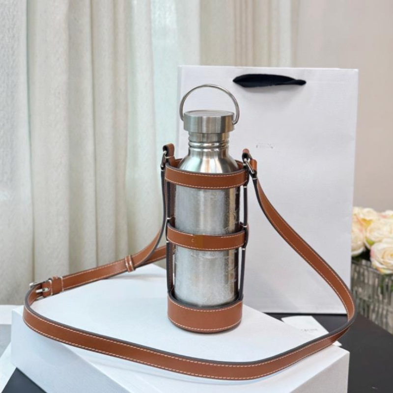 Brand Water Bottles Double-layer Stainless Steel Insulated Kettle Outdoor Portable Water Bottles with Strap Cover