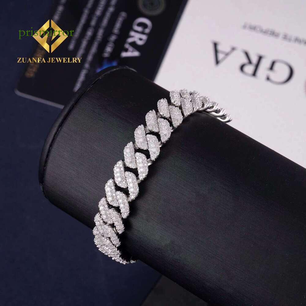 Hip hop men's sier 10mm Cuban chilled bracelet Moissanite jewelry