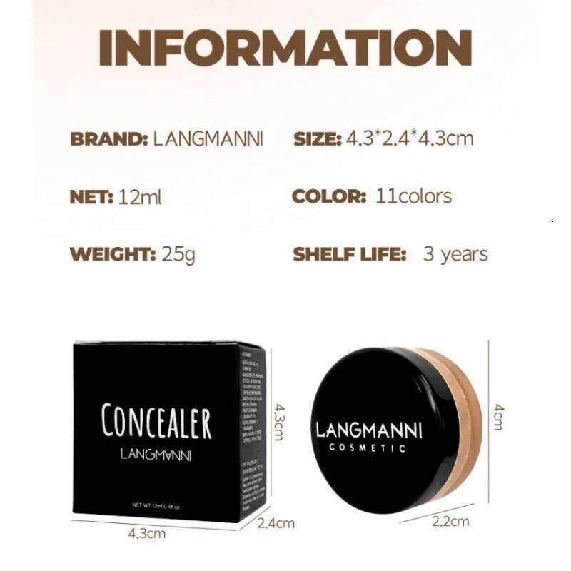 Long Lasting Full Cover Liquid Face Foundation Waterproof Makeup Base for Dark Circles & Acne Contour Cream Concealer X250701
