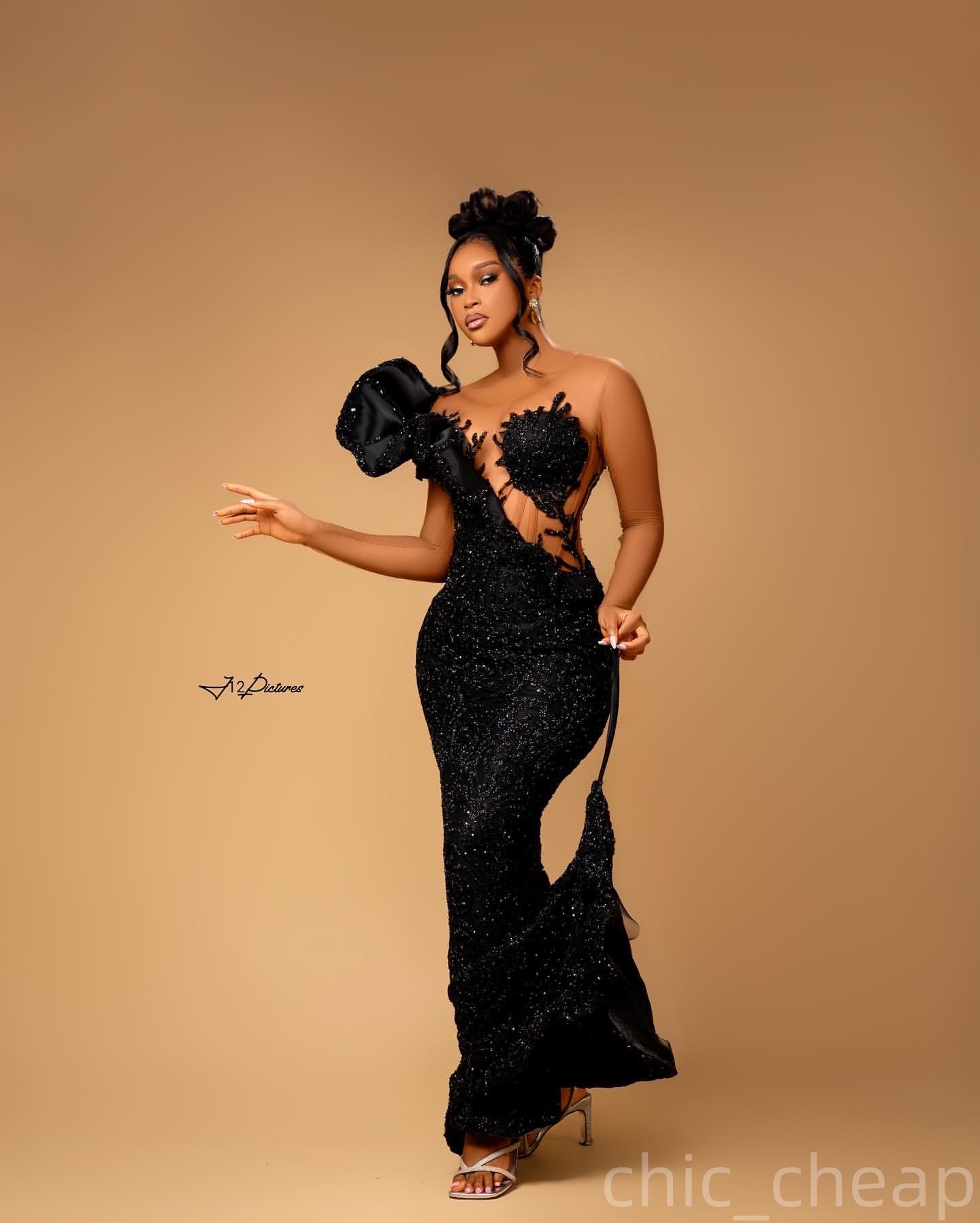Mermaid Black Prom Dresses 2025 Beaded Sequined Sheer Neck Evening Formal Party Second Birthday Engagement Gowns Plus Size Dress For Special Occasions