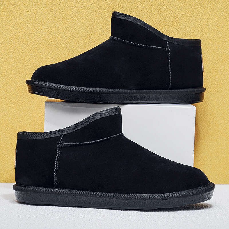 Snow Winter Fleece Lined Thickened Warm Leather and Wool Integrated Cotton free shipping big size Large Size Shoes Non-Slip Men's Boots