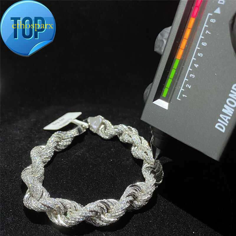 Vvs1 7mm 9mm 11mm Rope Bracelet Sier 5mm Necklace Iced Moissanite Dia Clasp Sterling Cuban Chain Hip Hop Out Scees