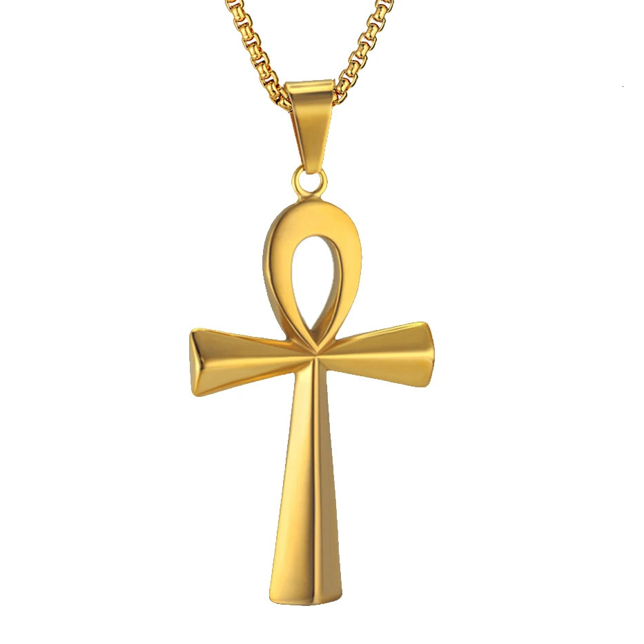 Egypt Iced Out Bling Ankh Cross Pendant Necklace For Women And Men Key of Life Stainless Steel Egyptian Jewelry Drop 250628