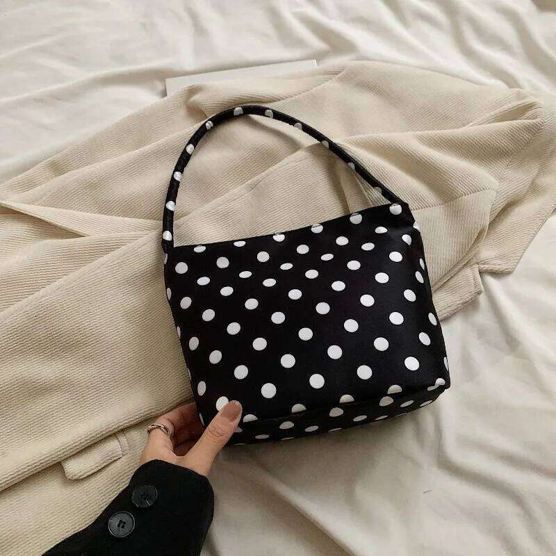 Polka Dot with Pendant Shoulder Bags Women Fashionable Canvas Crossbody Tote Bag Single Satchel for Trendy Handbag