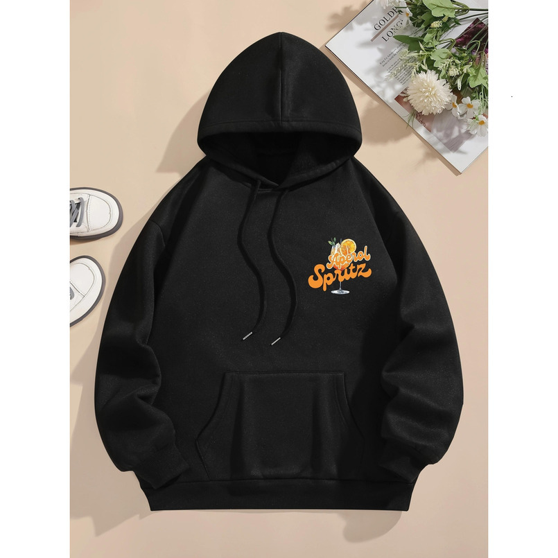 Women's White Hoodie with Aperol Spritz Graphic - Casual Drink - Inspired Sweatshirt