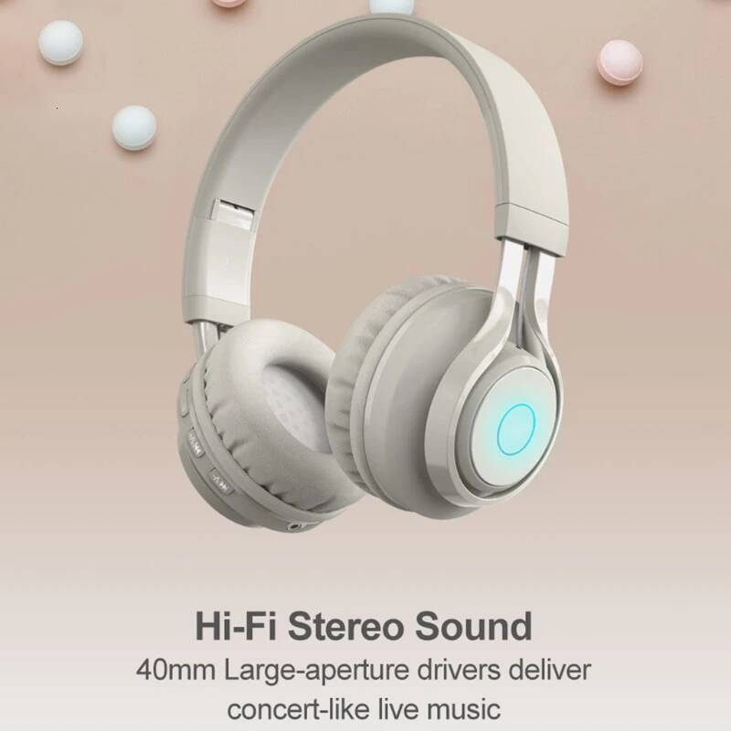 New Apricot /Pink /Purple Metal Kids Headphones Blue-Tooth Wireless Volume Limited Childrens Head-Mounted Headset