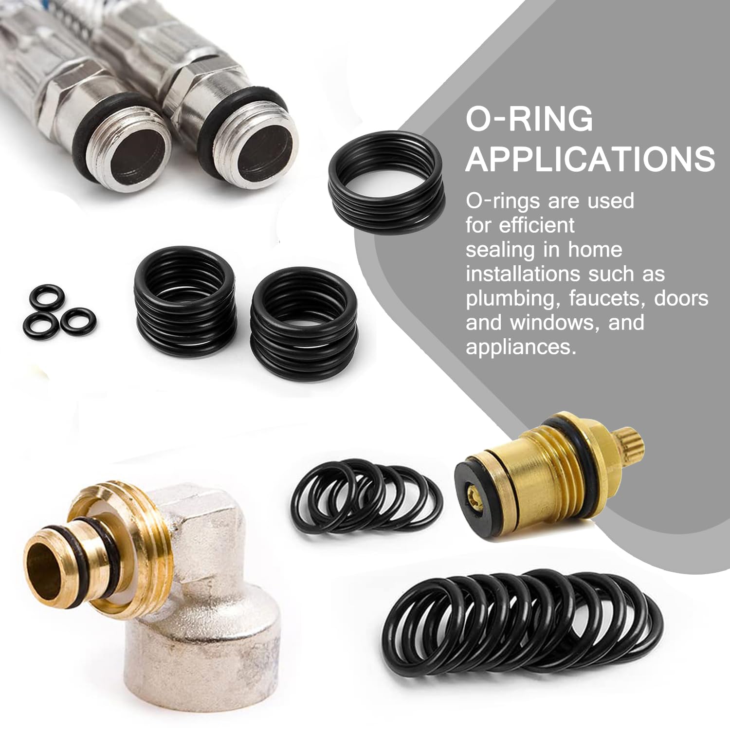 O Ring Assortment Kit 1100PCS, Nitrile Rubber, Black, 18 Sizes, Versatile Sealing Washers for Auto, Plumbing