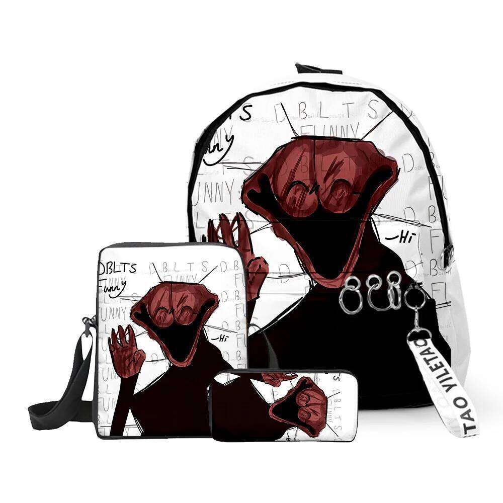 Fashion Novelty Cook phenomenon 3D Print 3pcs/Set School Bags Keychains Oxford Small Backpack Inclined shoulder bag Pencil Case
