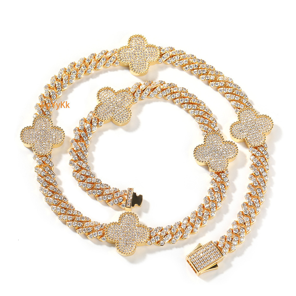 VVS Moissanite Bracelet Fashion Minimalist Clover Necklace Silver Iced Out Collarbone Chain Accessory Pass the diamond tester