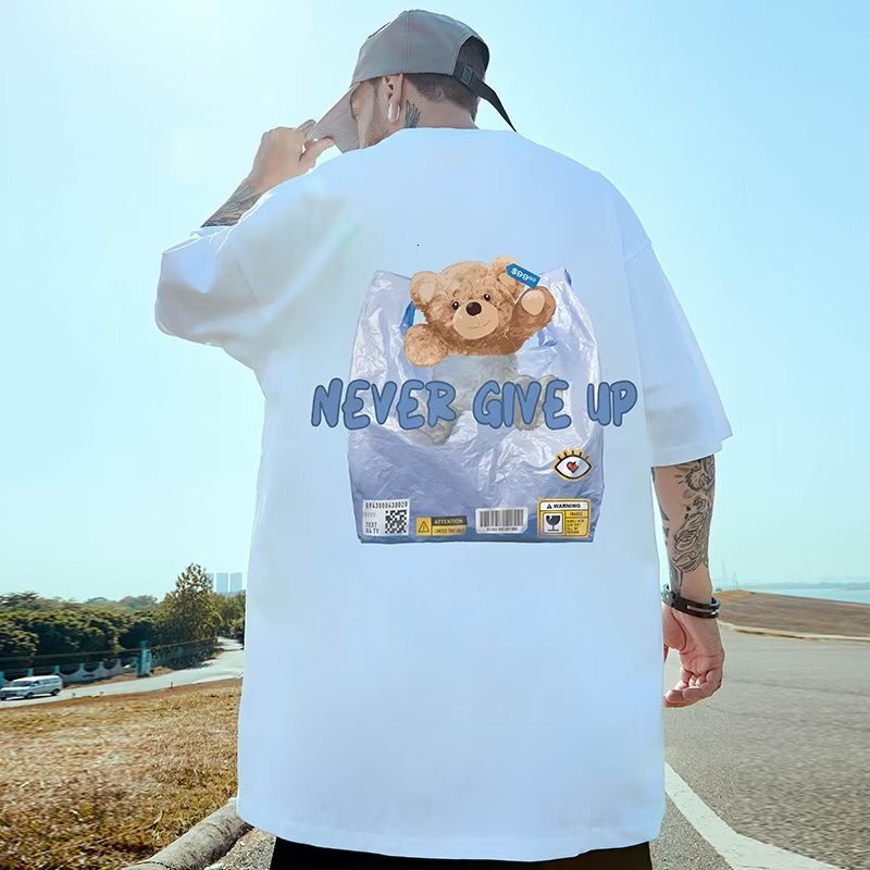 American Style Loose Fit T-shirt For Plus Size Men Short Sleeve 150kg Designer T Shirt Five-quarter Sleeve Pure Cotton Large Size Men's Summer Cl