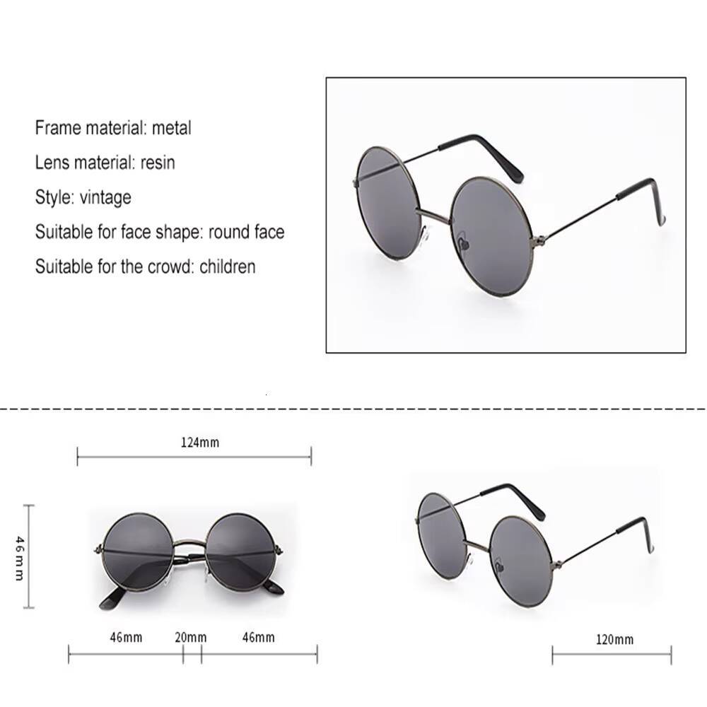 Round Kids Sunglasses Metal Frame Vintage Boys Girls Punk Glasses UV400 Eyeglasses Children 2-8 Years Old Visor Mirror Eyewear ddmyshoesvip Z260305