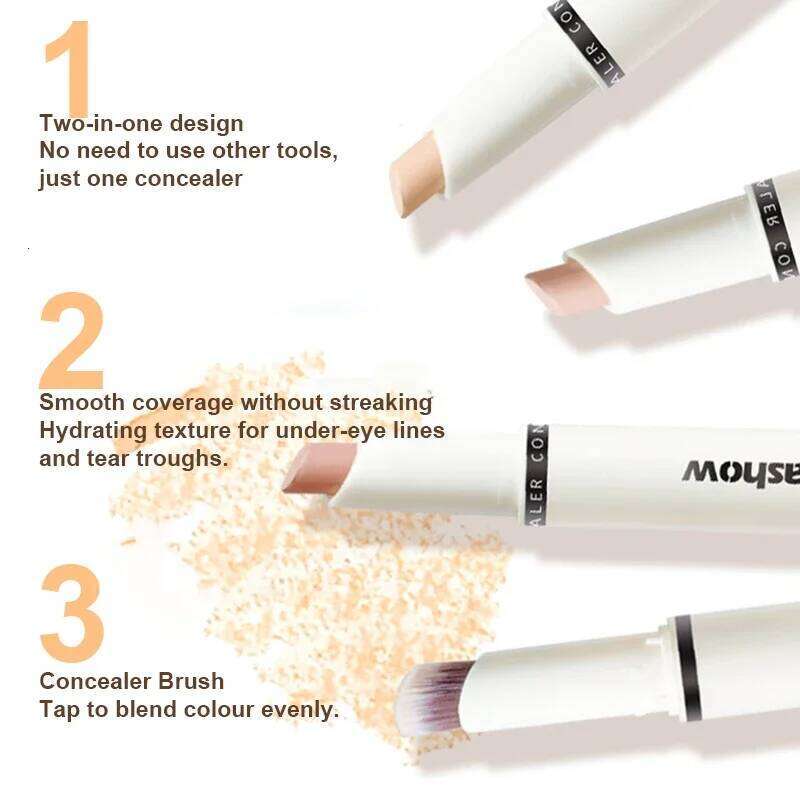 Double Head Moisturising Concealer Stick with Brush 2in1 Makeup Foundation Primer Cream Full Coverage of Dark Circles Cosmetics X250701