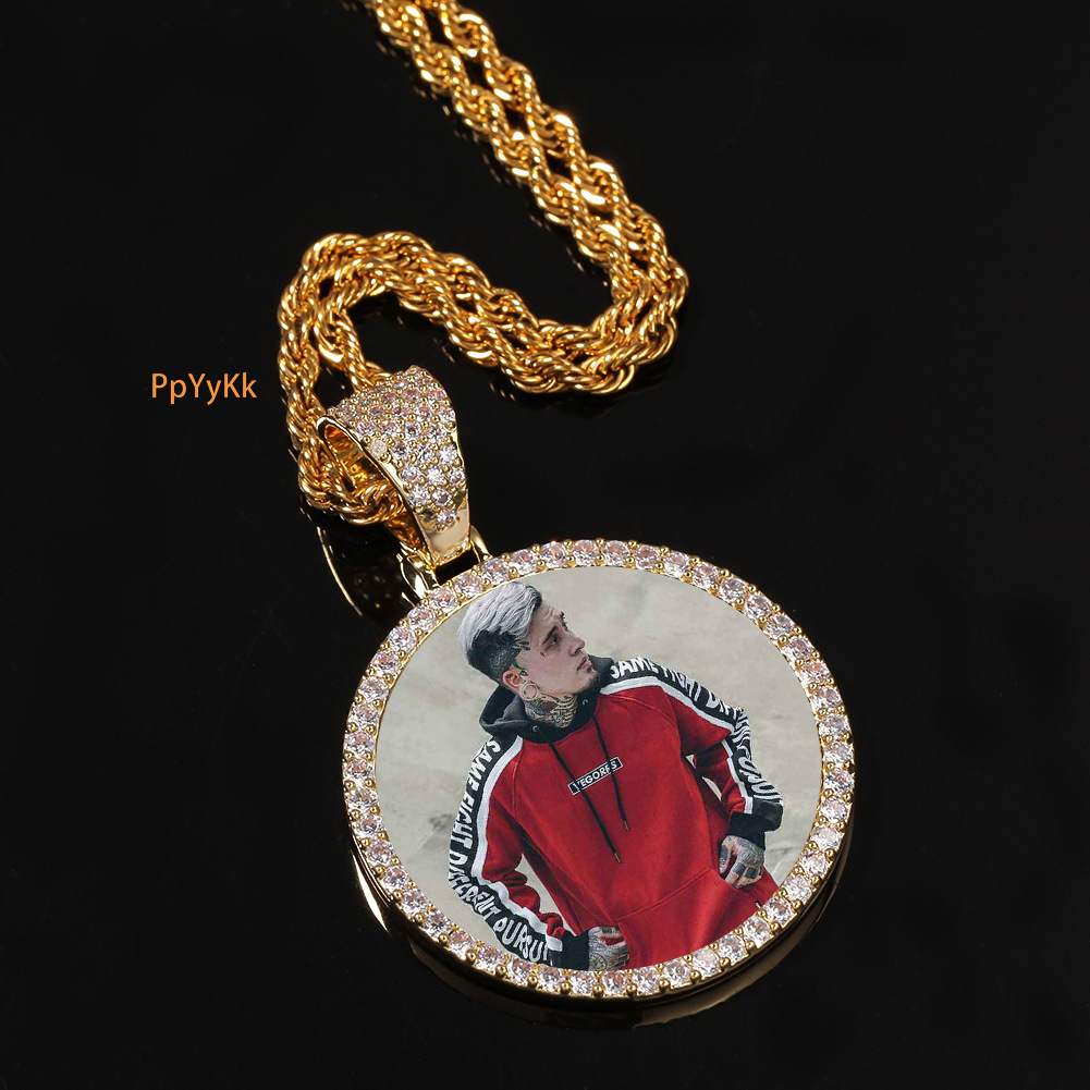 Luxury Jewelry High Quality Hip Hop Unique Photo Pendant Iced Out Solid DIY Creative Photo Moissanite Necklace Accessory Pass the diamond tester