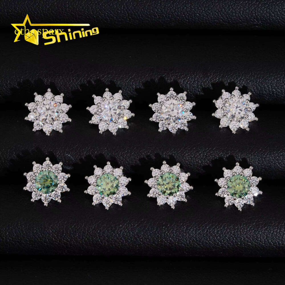 Hot Sale Popular Low Price High Quality Sier Hip Hop Green VVS Moissanite Stud Earrings