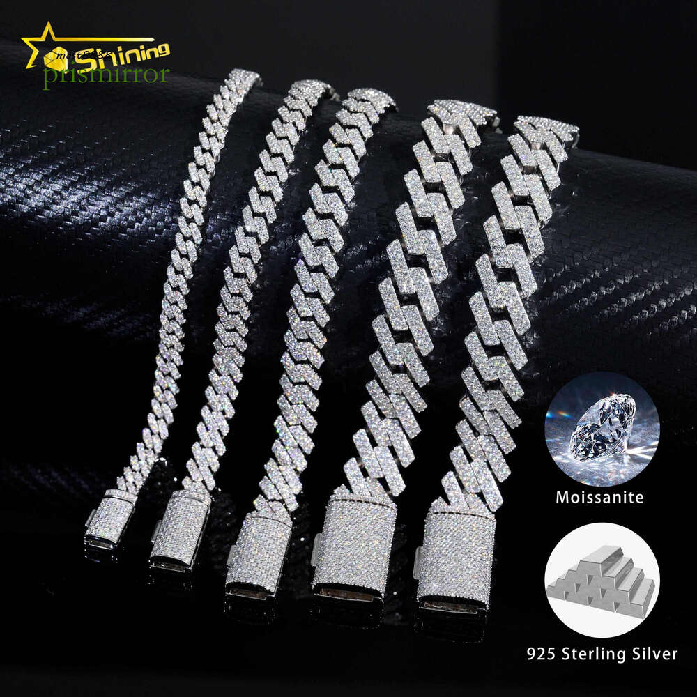Ready to Ship 6/8/10/15mm Sterling Sier Vvs Men Women Hip Hop Iced Out Gold Moissanite Cuban Link Bracelet