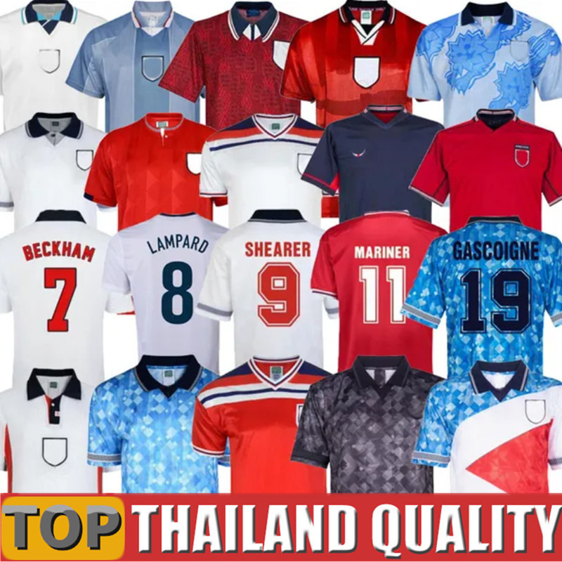 GASCOIGNE SOUTHGATE ENGLANDs Retro Soccer Jerseys 1990 96 Euro SHEARER OWEN 98 Vintage Football shirt ROONEY GERRARD LAMPARD 2000 02 04 06 Classic football Kids Kit