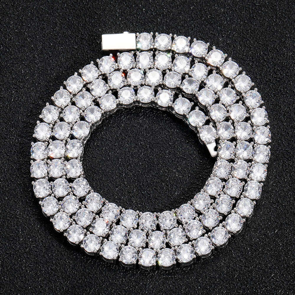 Sier Moissanite 3mm-6mm Tennis Chain White Gold Hip Hop Necklace with Certificate 811e