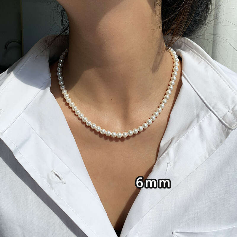DHCollections Elegant Multi Size Imitation Pearl Necklace Layered Beaded Chain Statement Jewelry for Women and Men
