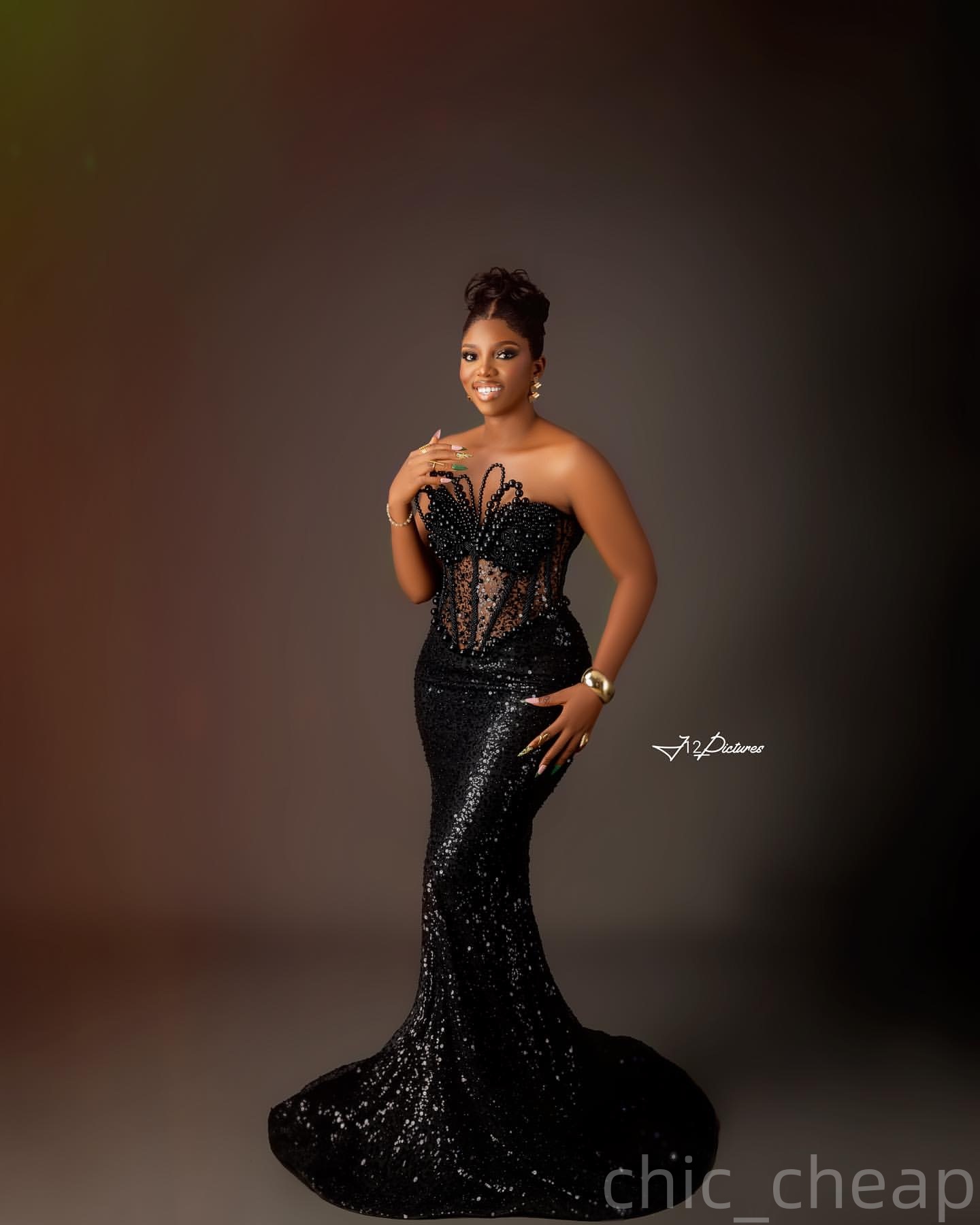 Mermaid Black Prom Dresses 2025 Pearls Sequined Eelgant Wthi A Wrap Evening Formal Party Second Birthday Engagement Gowns Plus Size Dress For Special 