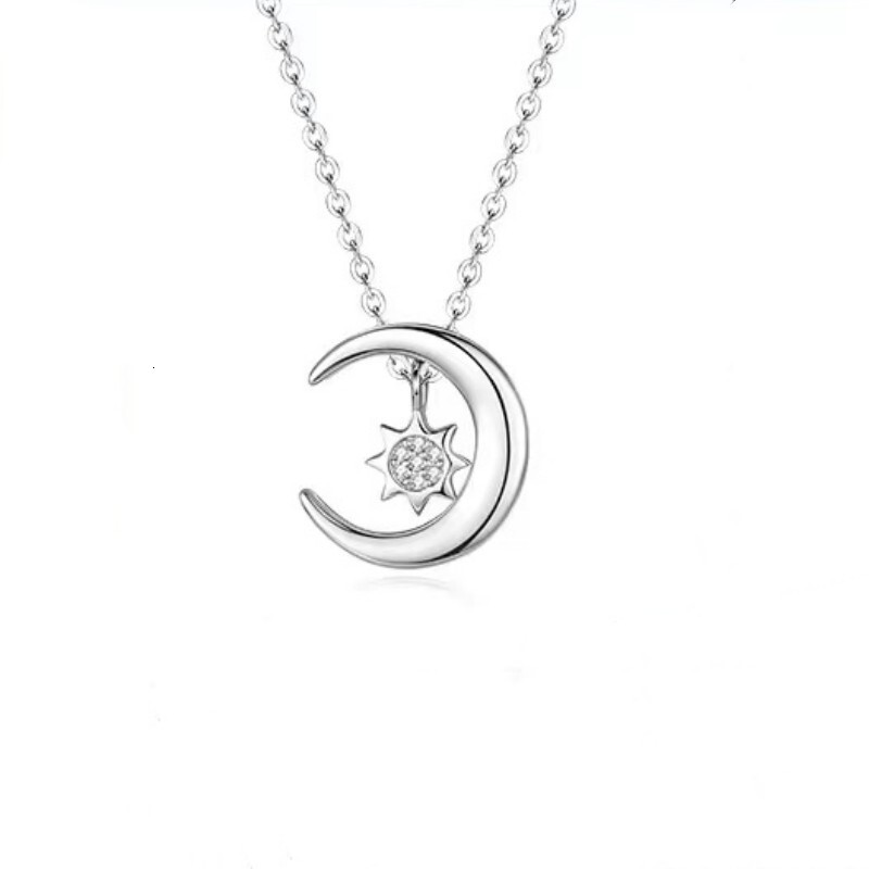 2025 New Designer Necklace Small Accessories Wholesale Korean Fashion Trendy Star And Moon Couple Necklaces Pair Trendy Men And Women Sweater Collarbo