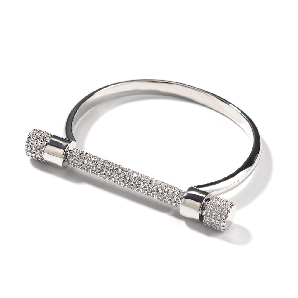 Luxury Jewelry Full Iced Out Horseshoe Bracelet Hip Hop Trendy Designer Statement Accessory Pass the diamond tester