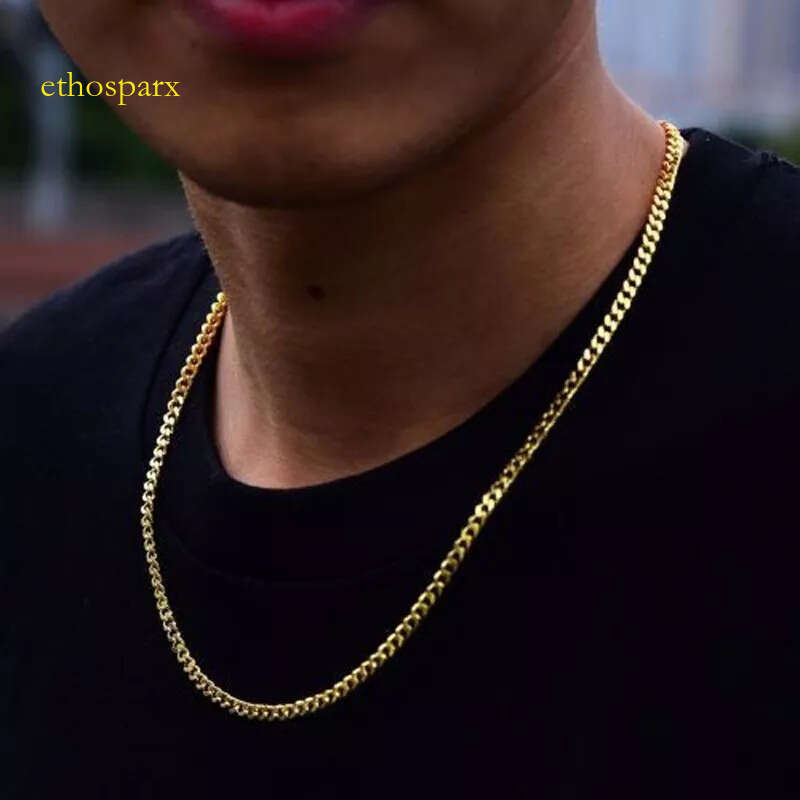 New Sier Miami Cuban Link Mens Hip Hop Gold Chain Necklaces Jewelry