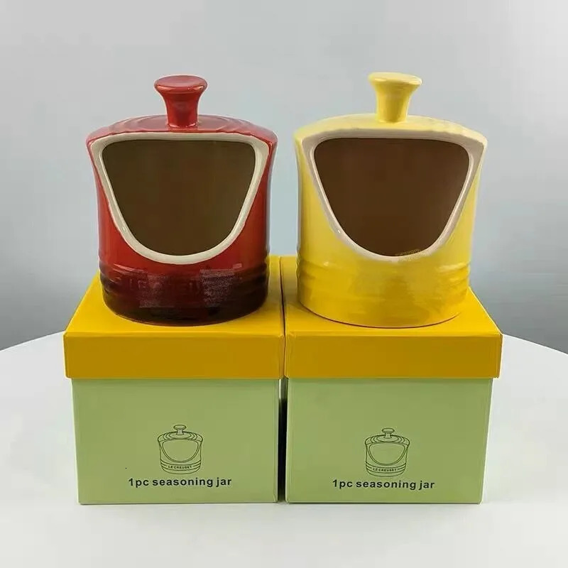 French Style Rainbow Seasoning Jar Tableware Kitchen Storage Jar Pot Lid Rack Ceramic Home Sugar Salt Chili Jar 250627