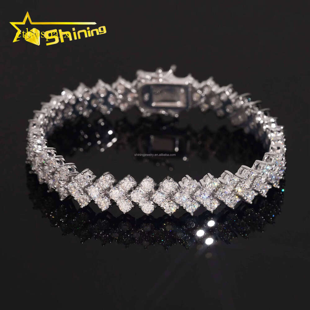 New Design Elegant Women S Solid Sier Hip Hop Jewelry VVS1 Moissanite Dia GRA Certificate Tennis Bracelet