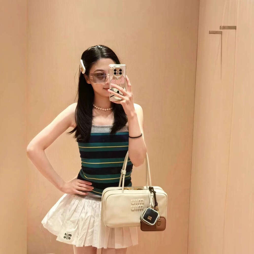 Miu Home Spring Summer New Striped Tube American Style Sexy Hot Girl Letter Patch Layered Jacquard Top For Women B5