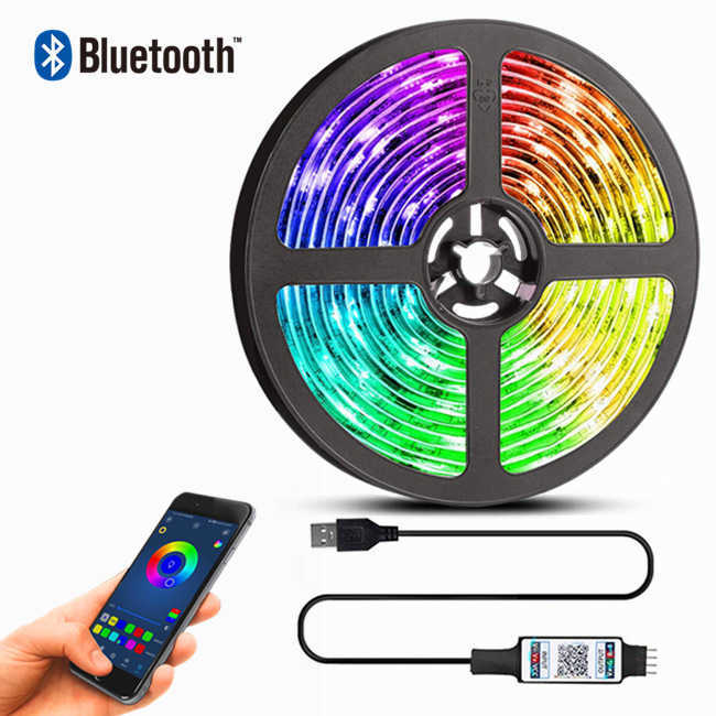 10-meter illuminated colorful light strip with seven-color intelligent set of LED atmosphere lights, USB color-changing 5V, self-adhesive lights for l
