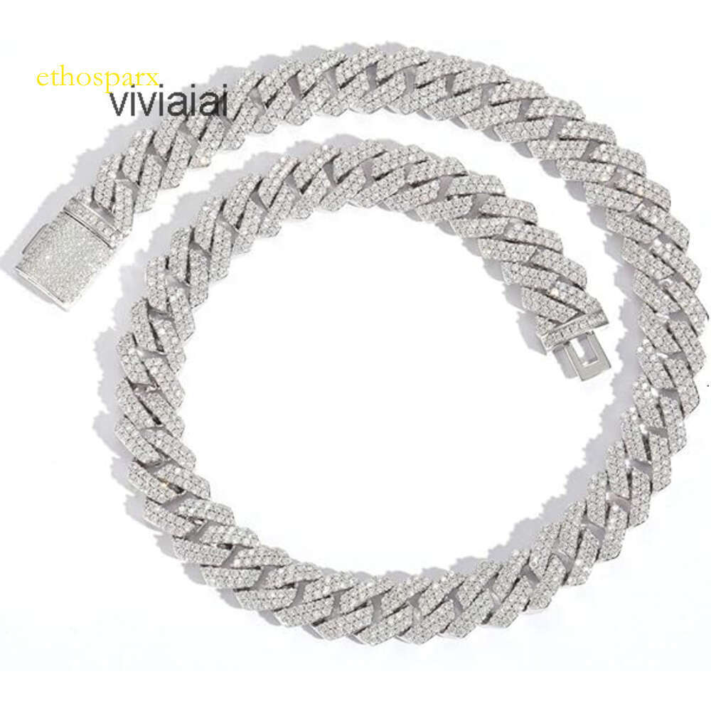 Cubin Chain HipHop Sterling Moissanite Dia CZ Sier Gold Rhodium Plated Gift Fine Jewelry Necklace