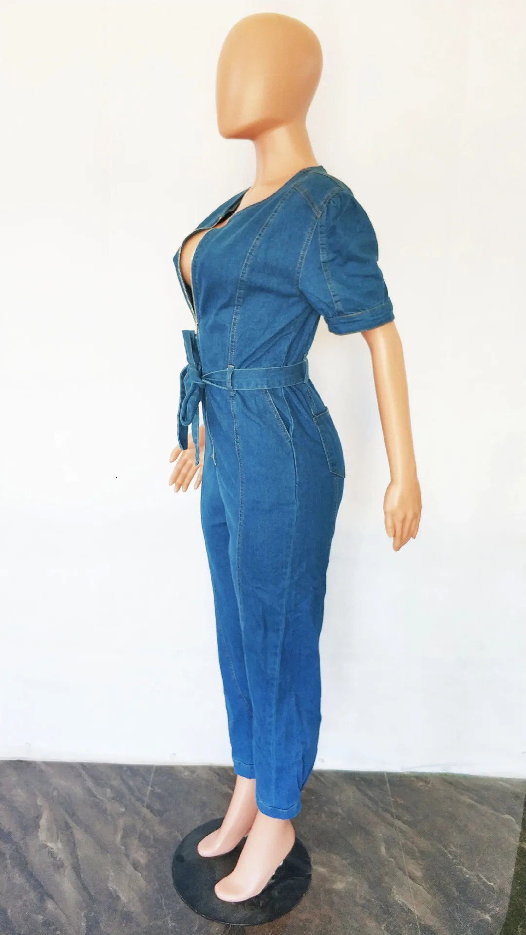 Denim Stretch Jumpsuit Sexy Women Vneck Elegant Jeans Casual Party Overalls Romper 250625