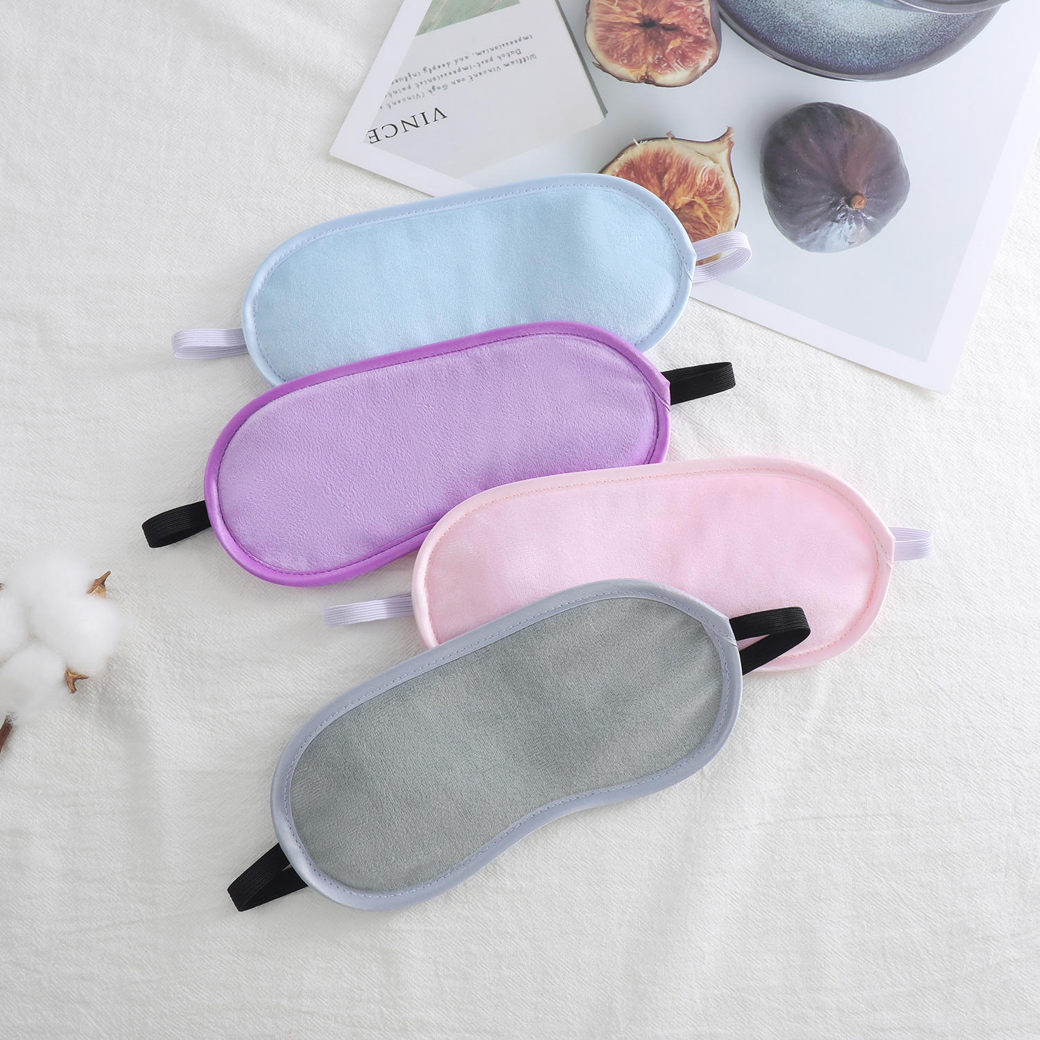Solid-color eye mask, crystal, super soft, light-blocking sleep mask, aviation, outdoor, student nap time eye protection mask, with logo printed on it