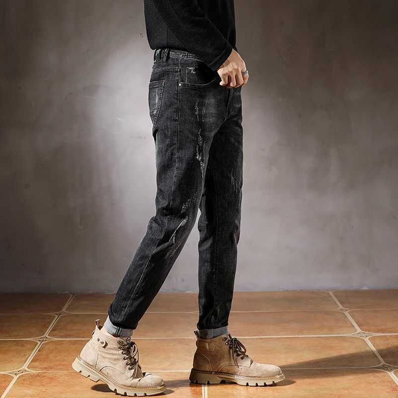 JXN839 New retro mens Slim small straight personality trend elastic small leg trousers high-end W250701 W250701