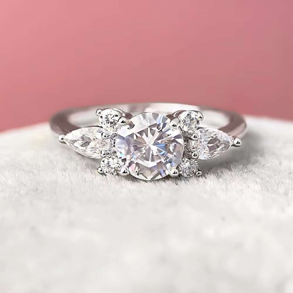 925 Sterling Silver Luxury Wedding Bands White CZ Zircon Gemstone Elegant Round Brilliant Cut Marquise for Women for Parties