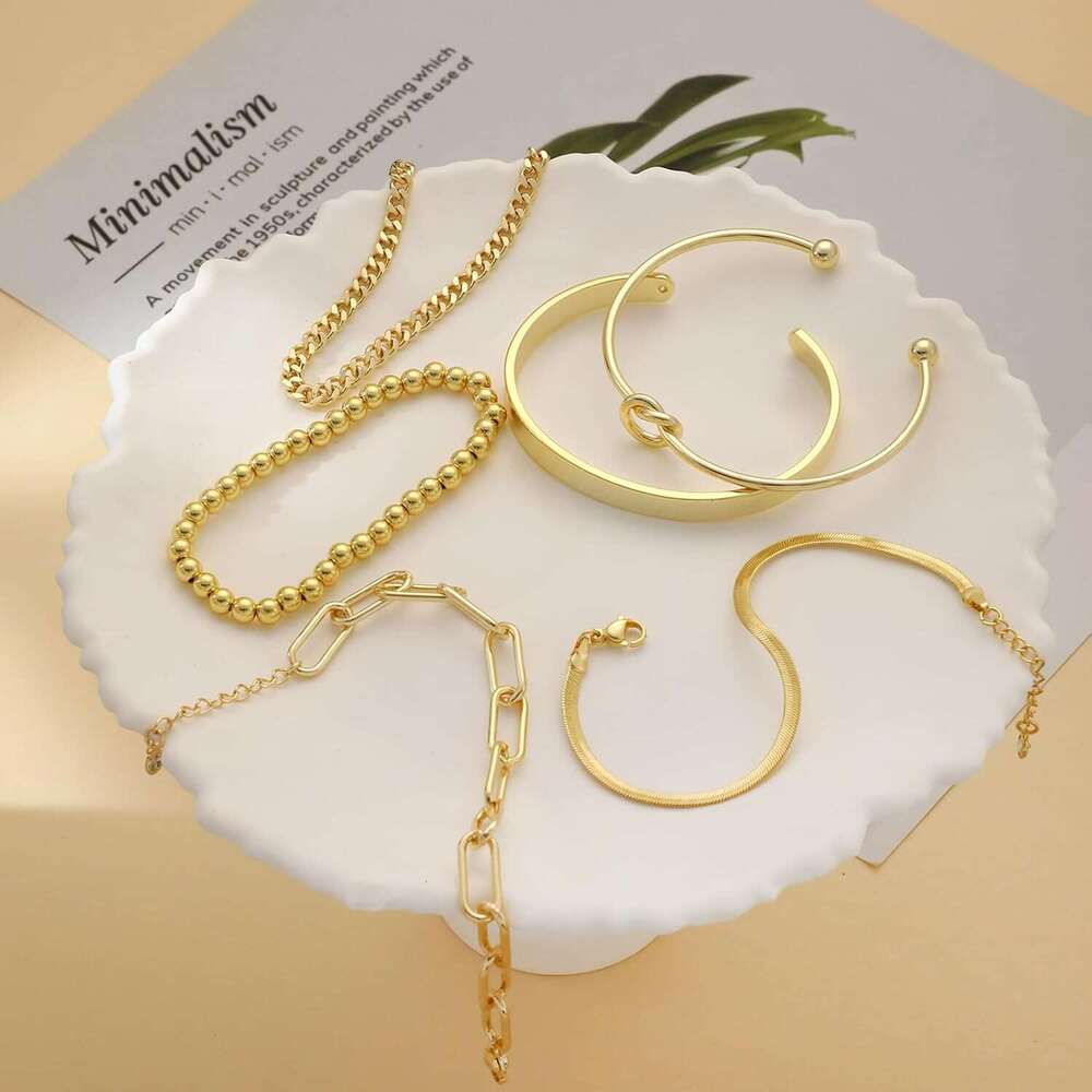 Bracelets 3 Dainty 14K Waterproof Stackable Gold Bracelet Set - Perfect for Stylish Women -