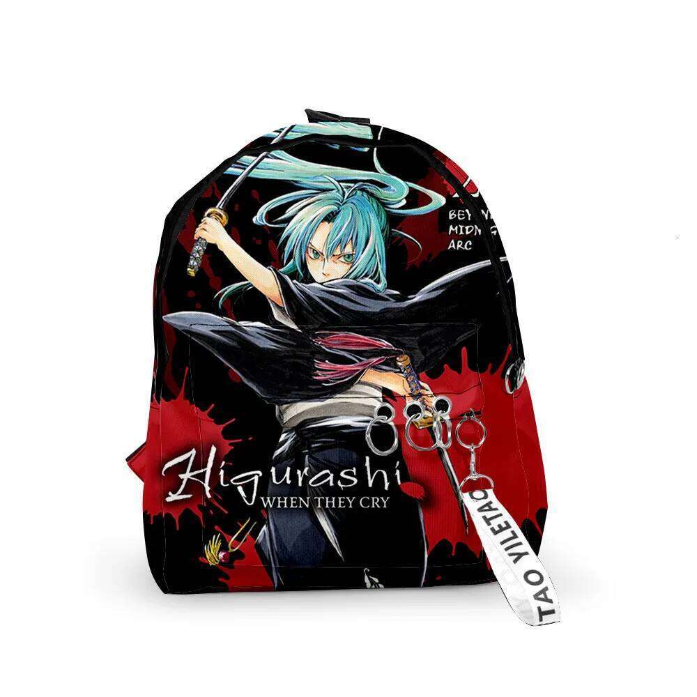 Fashion Novelty When They Cry Higurashi pupil School Bags 3D Print Keychains Oxford Waterproof Cute Small Backpacks