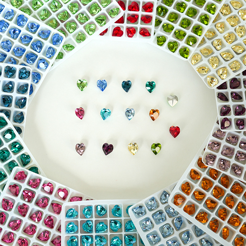 K9 pointed bottom Heart rhinestones nail rhinestone hair clip jewelry handmade DIY accessories