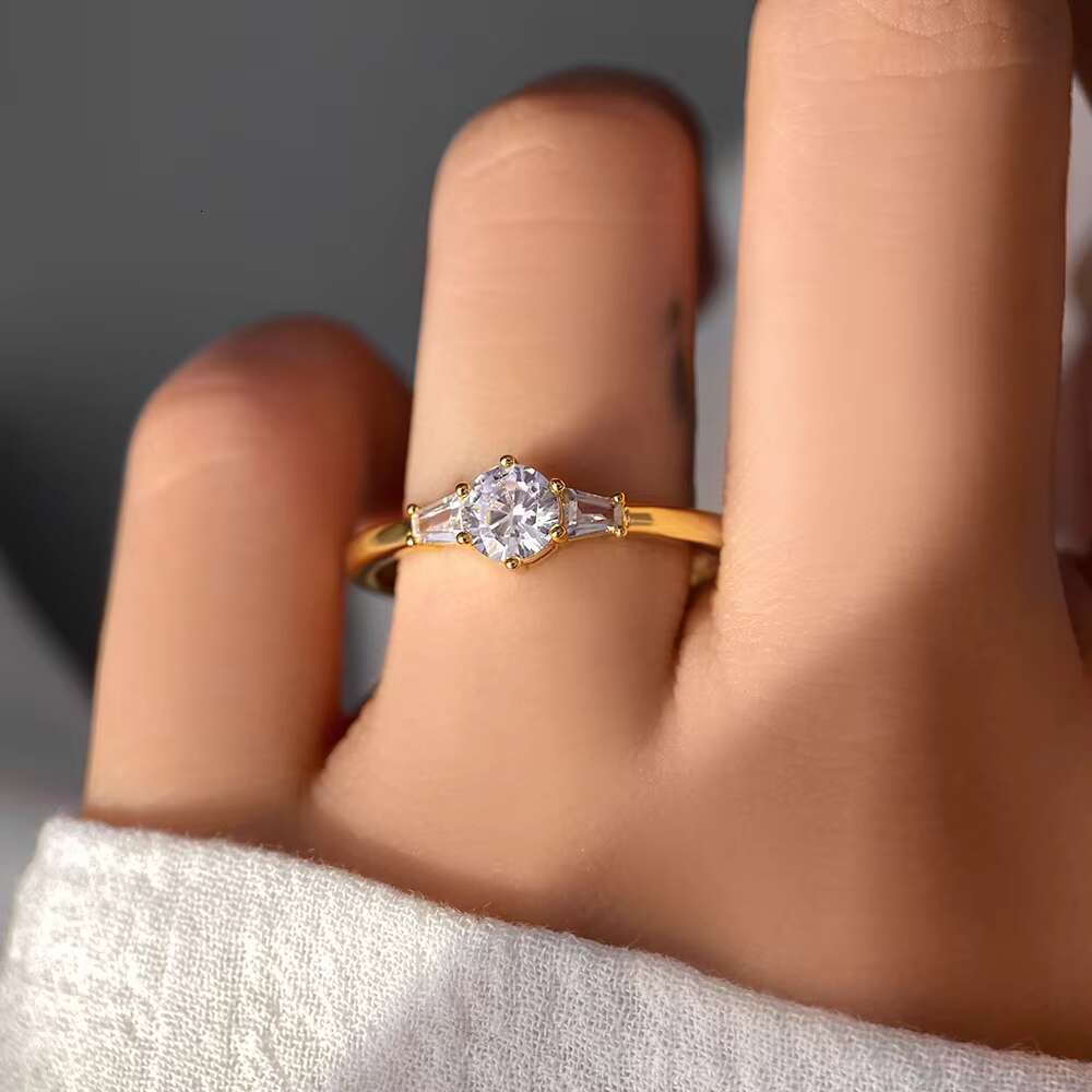 Custom New Design Womens 925 Sterling Silver 14K 18K Gold Plated Purity Silver Ring Zircon Weddings Bnad Engagement Party Gifts