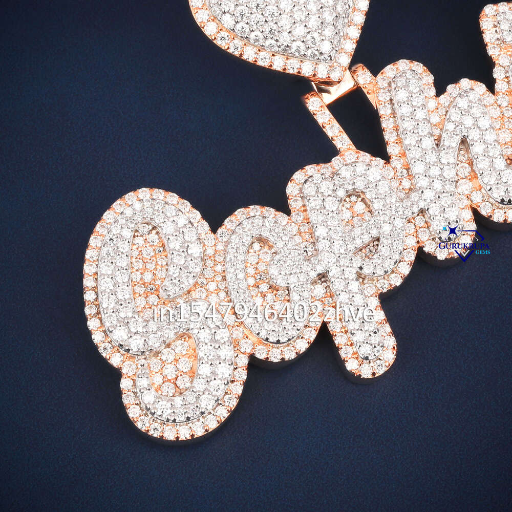 Hip Hop Moissanite Pendant Letter Name Custom 925 Silver Buss Down VVS Iced Out Diamond Pendant