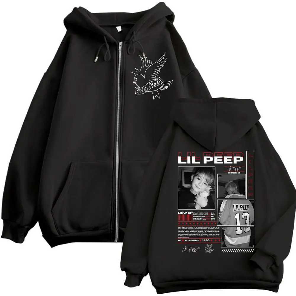 Rapper Lil Peep Merch Zipper Hoodies Fashion Hip Hop Vintage Zip Up Jacket Pullovers Men Women Casual Long Sleeve Sweatshirts X250701