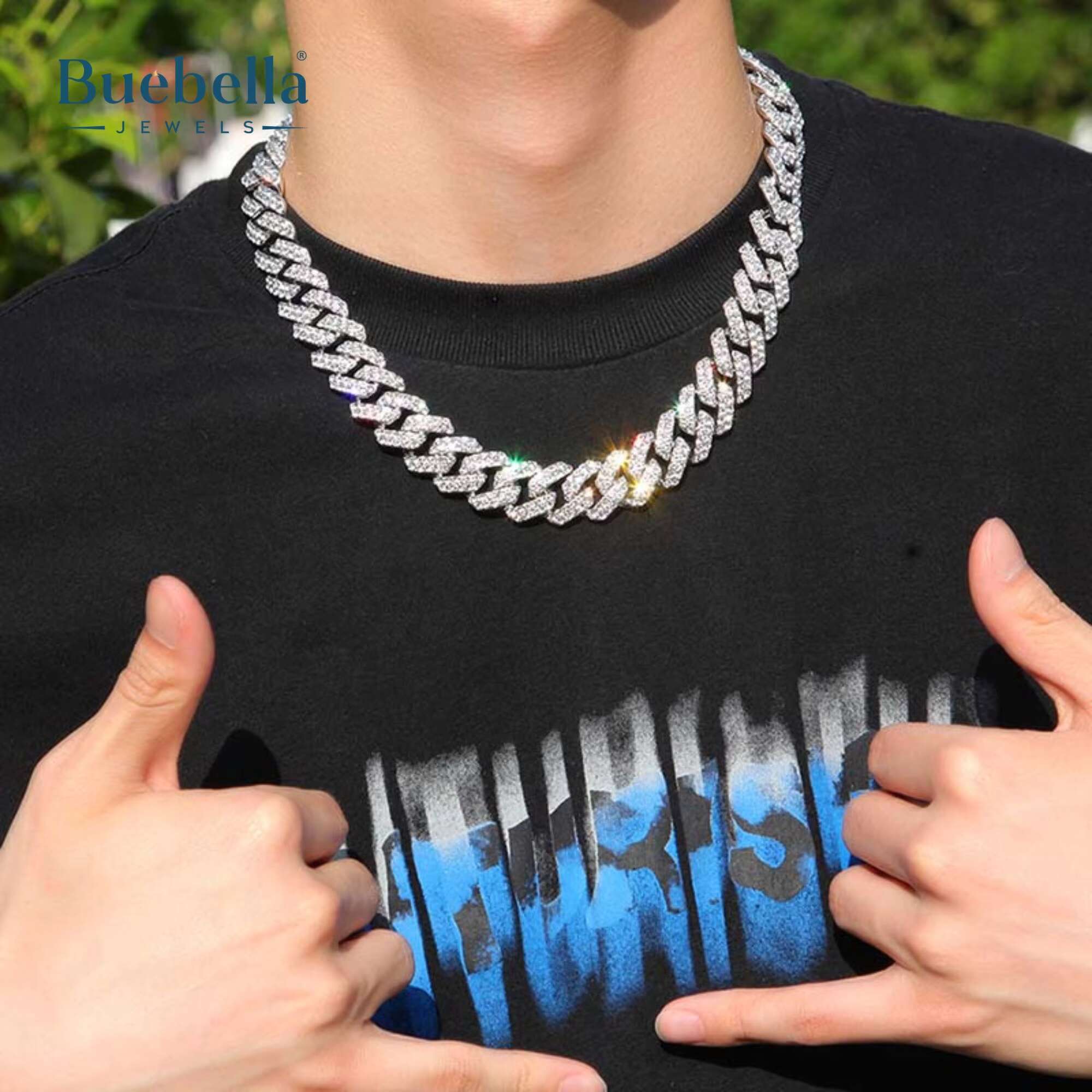 Hot Sale 925 Silver 18MM Moissanite Diamond Iced Out Cuban Link Chain Fine Jewelry for Men