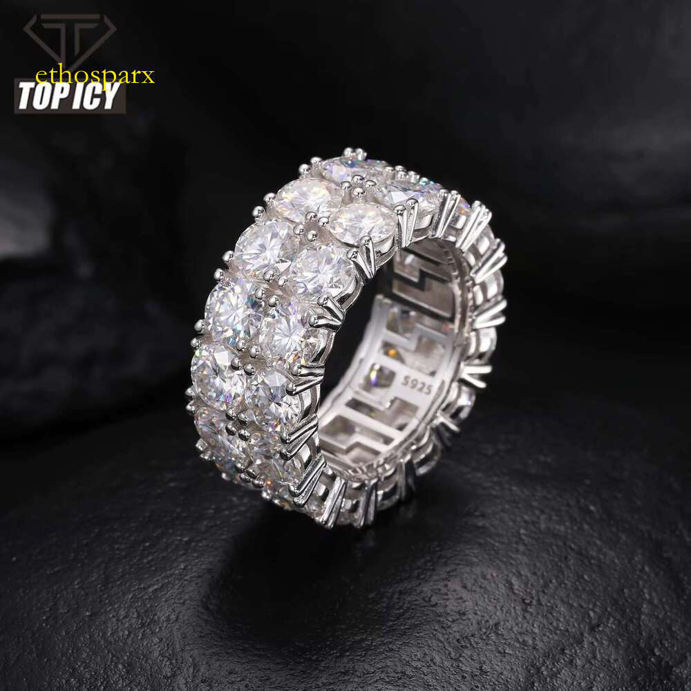 Luxurious 2-Row Tested with Silver Shining Fashion Jewelry Ring, Silica Ring for Men